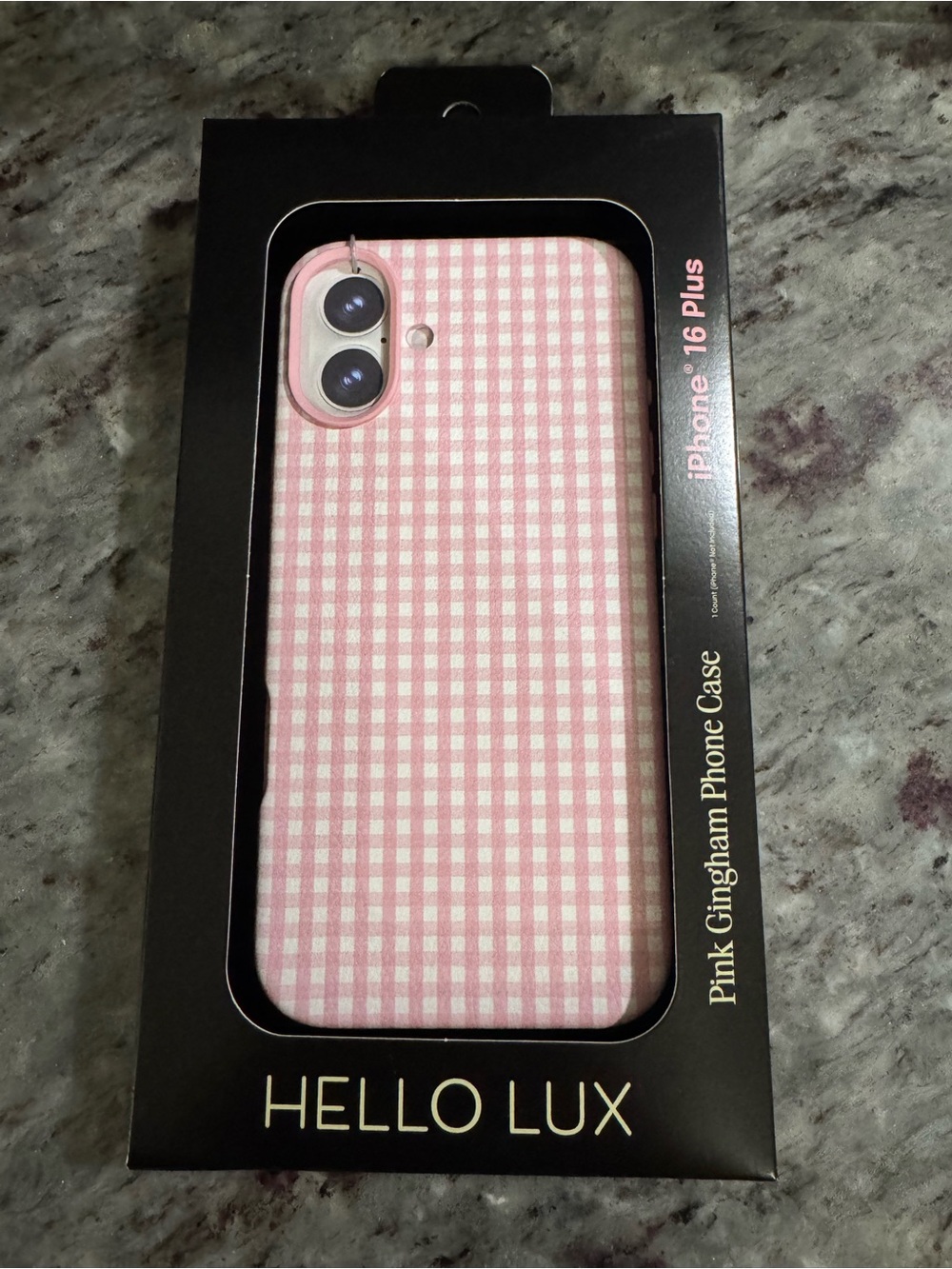 NEW HELLO LUX Pink Gingham Phone Case for iPhone 16 Plus